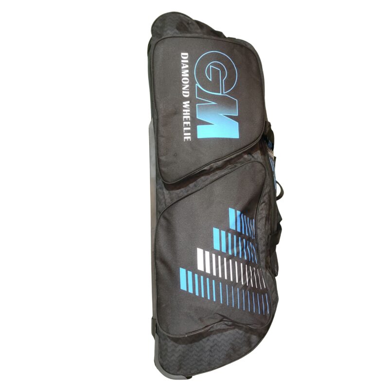 Side 2 profile of the Gunn & Moore Diamond Wheelie B55S Cricket Bag 2025, showcasing its durable construction and ample storage space, designed for cricketers in Pakistan.