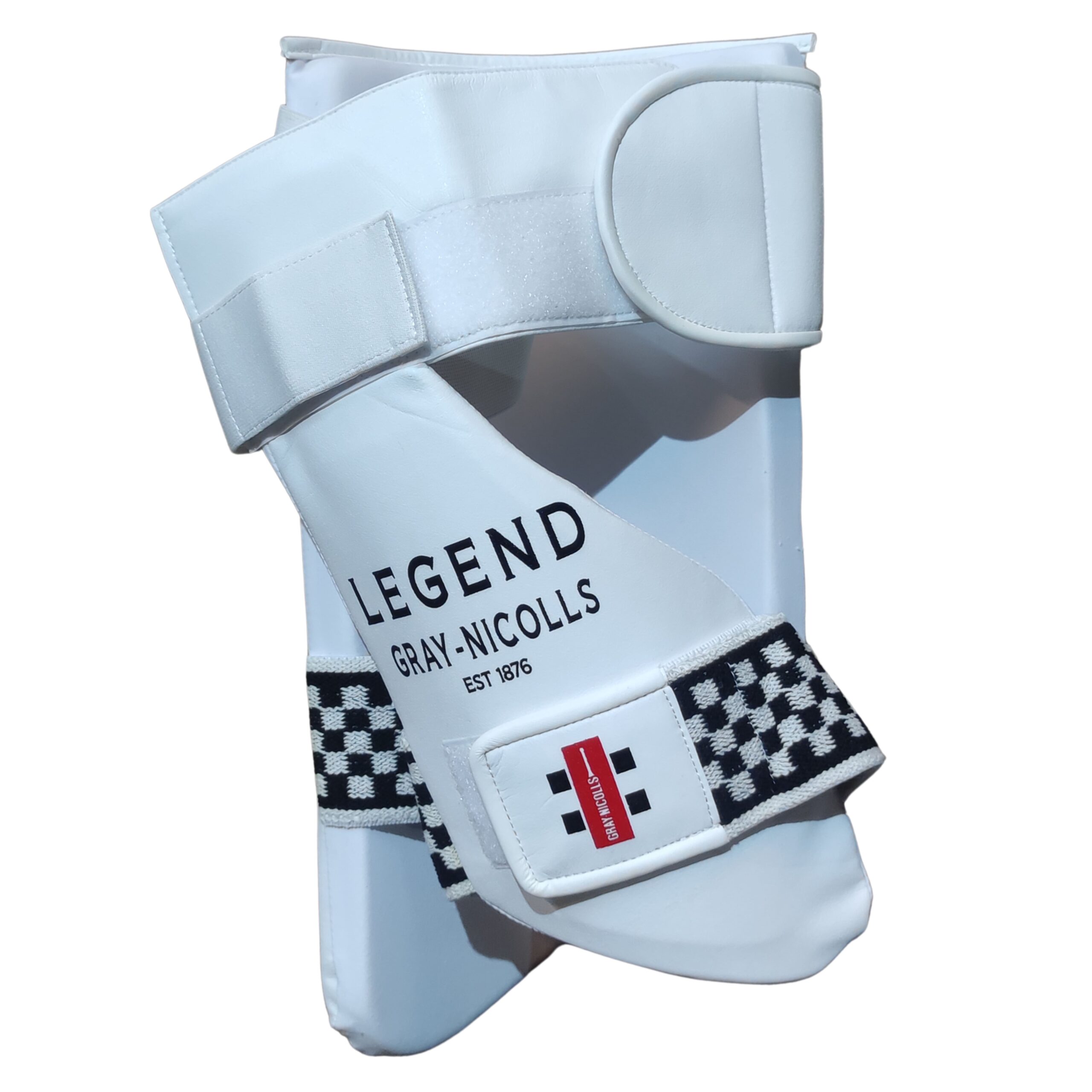 Gray-Nicolls Legend Thigh Pad 2025 Close-Up – Quality Cricket Gear Pakistan Close-up image of Gray-Nicolls Legend Thigh Pad 2025 showing detailed stitching and quality for Pakistani cricket players