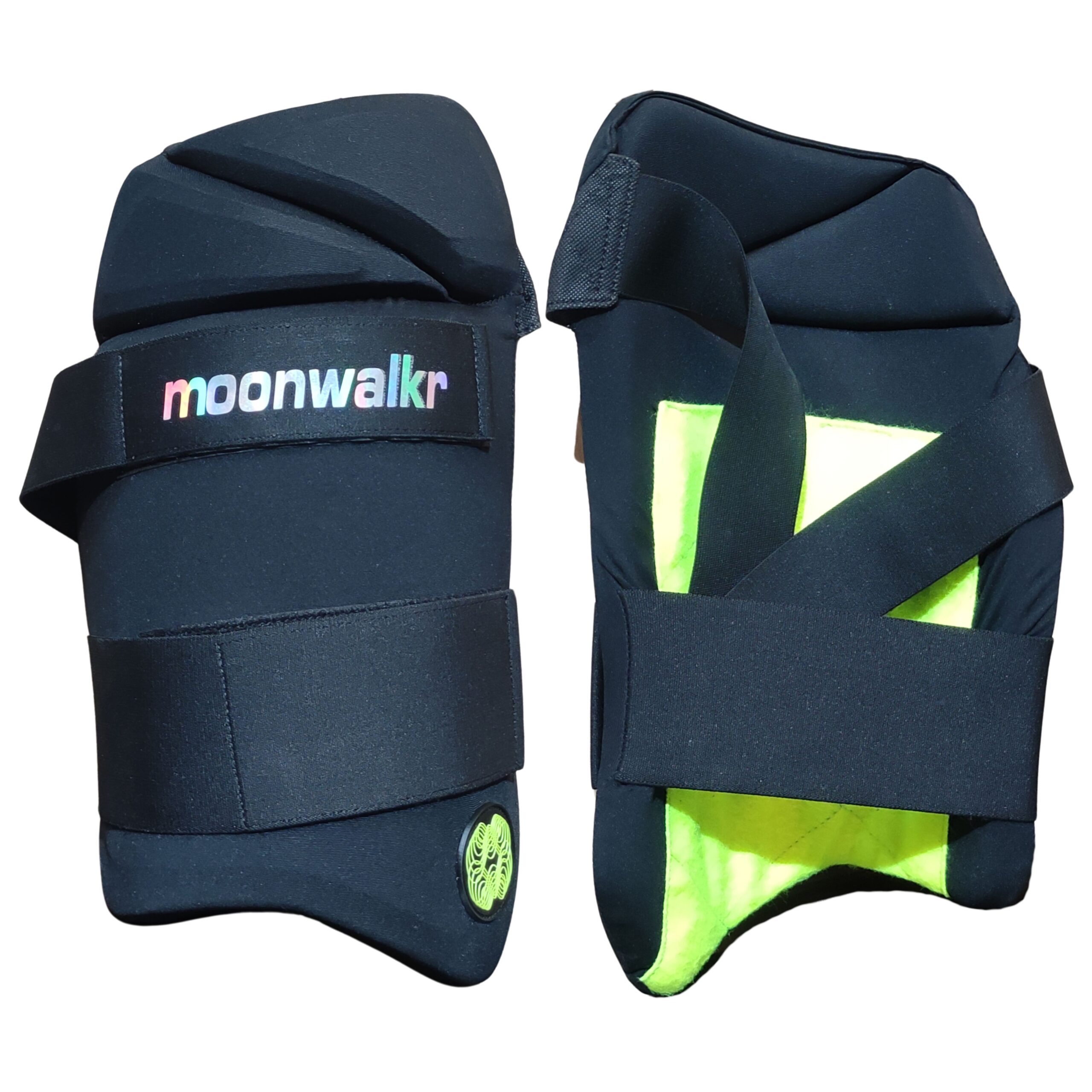 MoonWalkr 2.0 Cricket Combo Thigh Pad Front & Back View – Full Cricket Protection Pakistan 2025 Combined front and back view of MoonWalkr 2.0 Cricket Combo Thigh Pad, premium cricket protection, lightweight, breathable, Pakistan