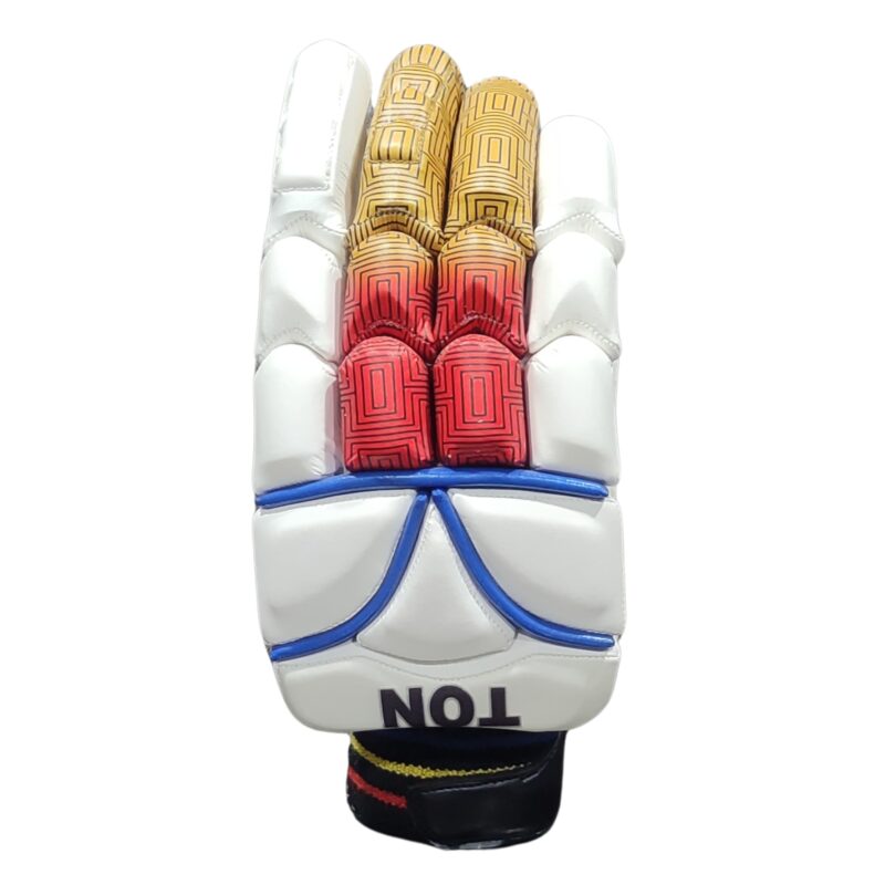 Ton Limited Edition Batting Gloves 2025 – Front View for Perfect Grip Front view of the Ton Limited Edition Batting Gloves 2025 showing premium grip, comfort, and control for Pakistan’s cricket players