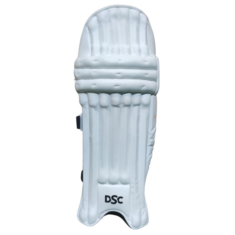 Front view of DSC Krunch 300 Cricket Batting Pads showcasing its lightweight design and traditional cane construction