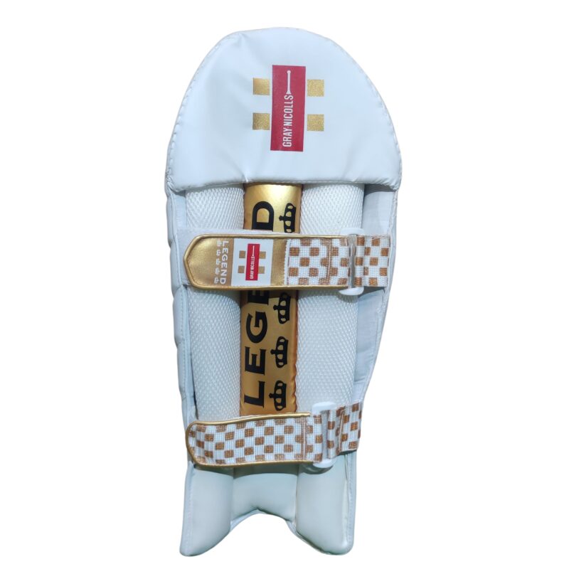Back view of Gray Nicolls Legend Wicket Keeping Pads showing padding and flexibility.