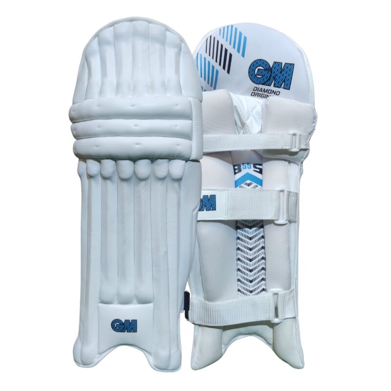 GM B55S Batting Pads front and back view showing full cricket protection and comfort