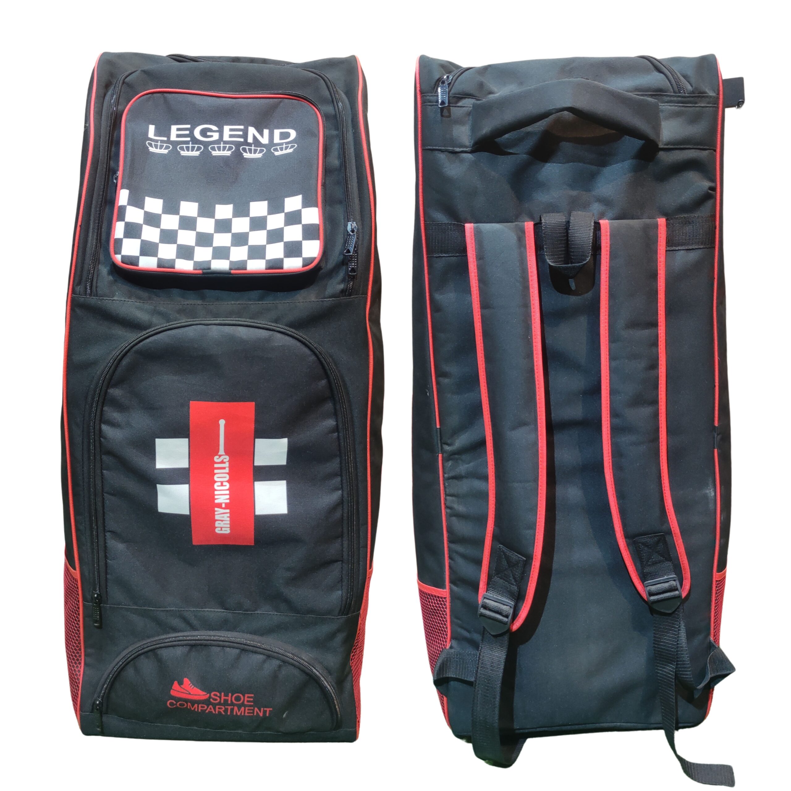 Gray Nicolls Legend Duffle Cricket Bag 2025 Front & Back View Gray Nicolls Legend Duffle Cricket Bag 2025 front and back view, showcasing premium design, durability, and spacious compartments ideal for cricketers in Pakistan.
