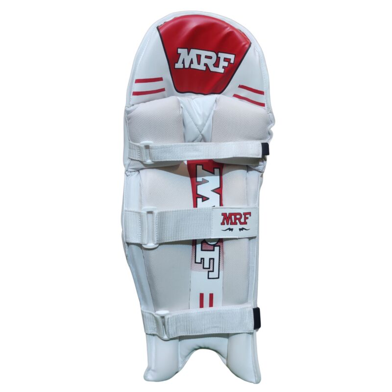 MRF Player Edition Batting Pads Back View – Adjustable Straps for Secure Fit Back view of MRF Player Edition Batting Pads 2025 – Featuring adjustable straps for secure fit