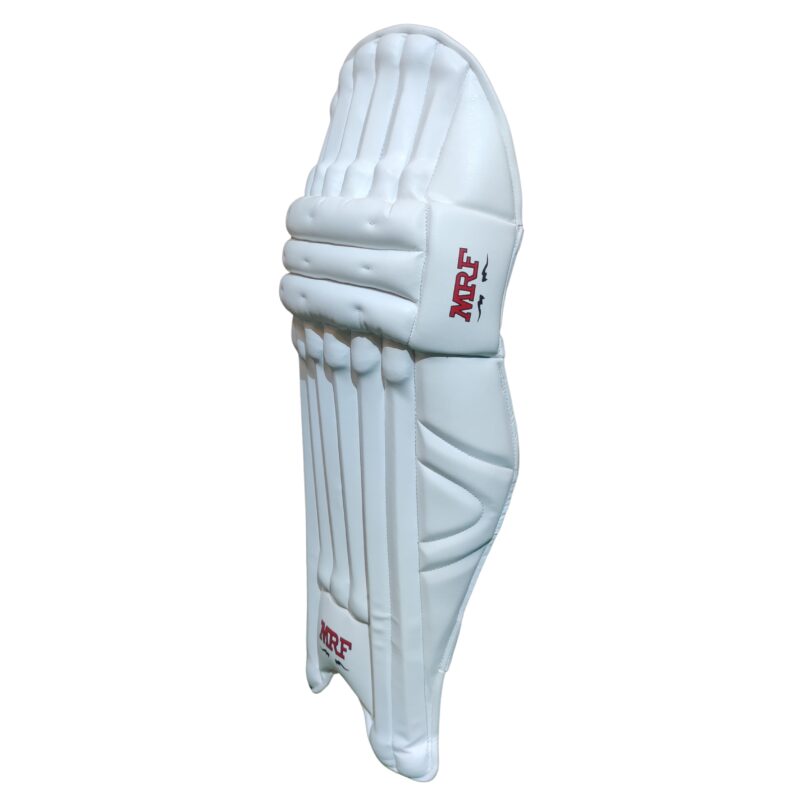 MRF Player Edition Batting Pads Side View – Ergonomic Cricket Gear Side view of MRF Player Edition Batting Pads 2025 - Showcasing ergonomic design for optimal movement and comfort