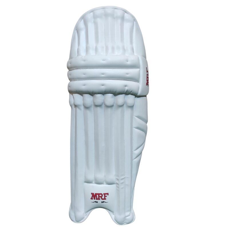 MRF Player Edition Batting Pads Front View – Professional Cricket Gear Front view of MRF Player Edition Batting Pads 2025 - Premium cricket gear for professional players