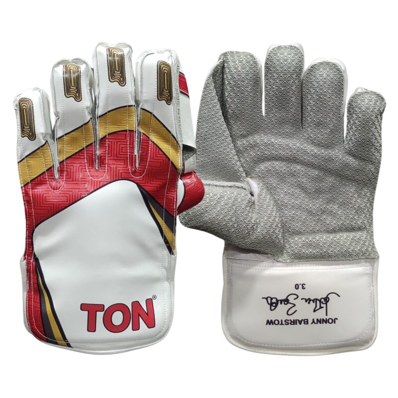 Combined front and back image of Ton Pro 3.0 wicket keeping gloves 2025 – durable cricket gloves with free shipping in Pakistan