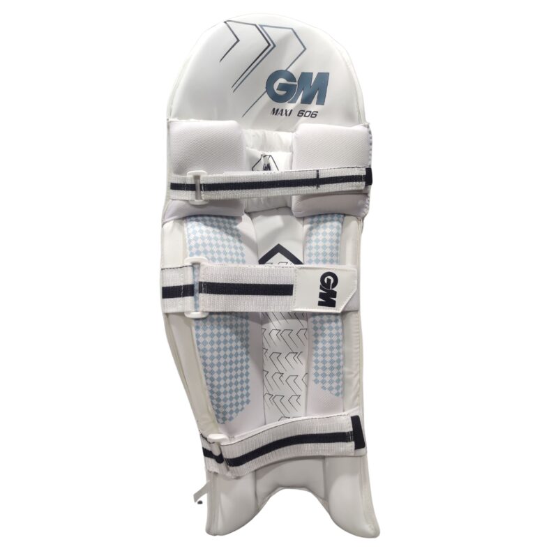"Back view of GM Maxi 606 Batting Pads 2025 with advanced padding designed for cricketers in Pakistan"