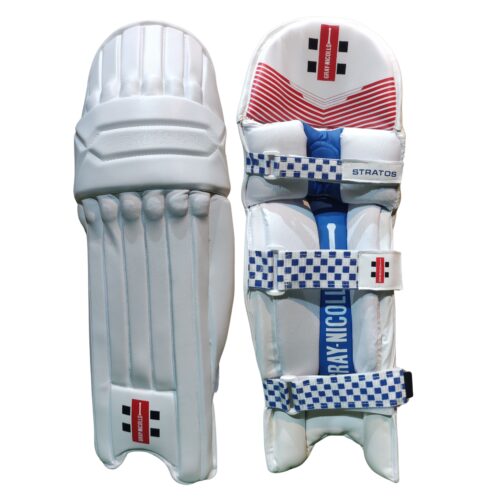 Gray Nicolls Stratos Batting Pads 2025 – Full Protection Front & Back View for Cricketers in Pakistan Combined front and back view of Gray Nicolls Stratos Batting Pads 2025 showcasing full protection and ergonomic design, now available in Pakistan