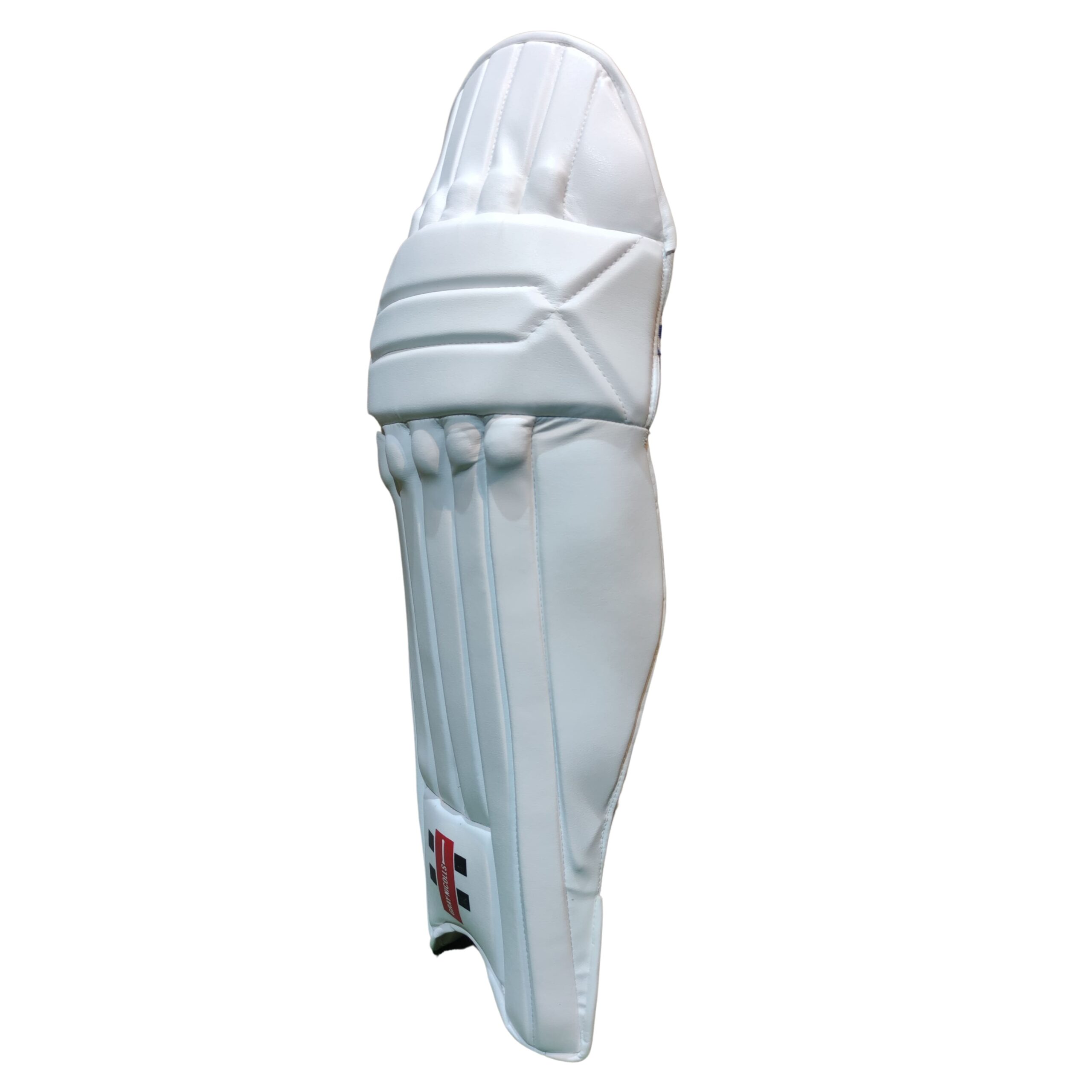 Side view of Gray Nicolls Stratos Batting Pads 2025 showing ergonomic design and premium protection, now available in Pakistan