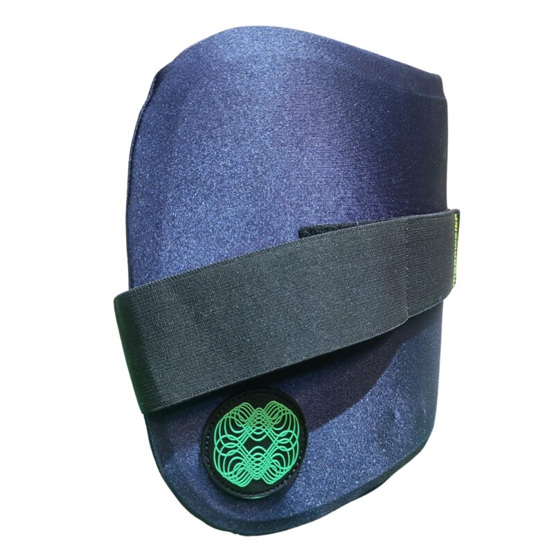 Side view of the MoonWalkr Navy Chest Guard 2025, showcasing ergonomic fit and durability for Pakistani athletes in cricket, football, and more.