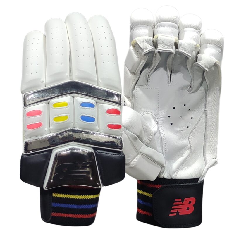 New Balance WC 1100 Batting Gloves 2025 Front & Back View | Best Cricket Gloves Pakistan Combined front and back view of New Balance WC 1100 Batting Gloves 2025 for Pakistani cricket players