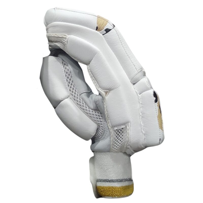 Side view of SG Camo Limited Edition Batting Gloves 2025 showing ergonomic fit for Pakistani cricket players