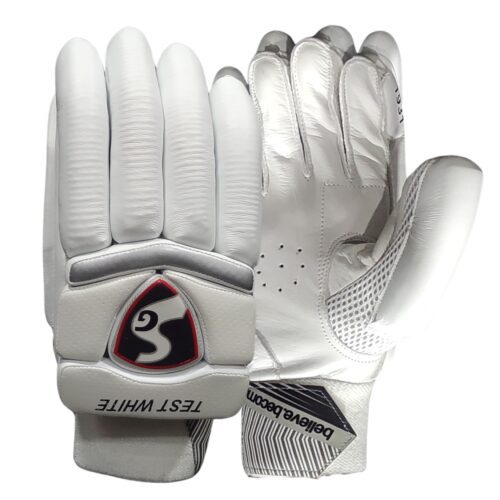 Complete front and back view of SG Test Batting Gloves 2025, offering top performance, comfort, and protection for cricketers in Pakistan