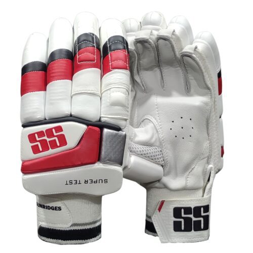 ss-premium-super-test-batting-gloves-2025-front-back-combined-view-pakistan "Front and back view of SS Premium Super Test Batting Gloves 2025, showcasing comfort, protection, and grip for cricketers in Pakistan"