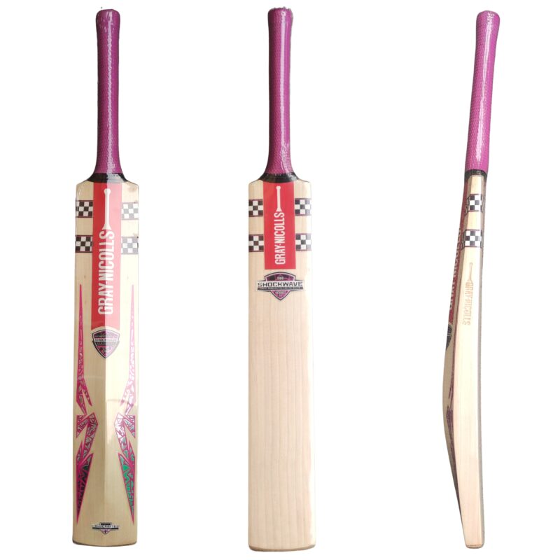 Combined front and back view of Gray Nicolls Shockwave 2.1 300 Adult Cricket Bat – Perfect for Cricket Players in Pakistan