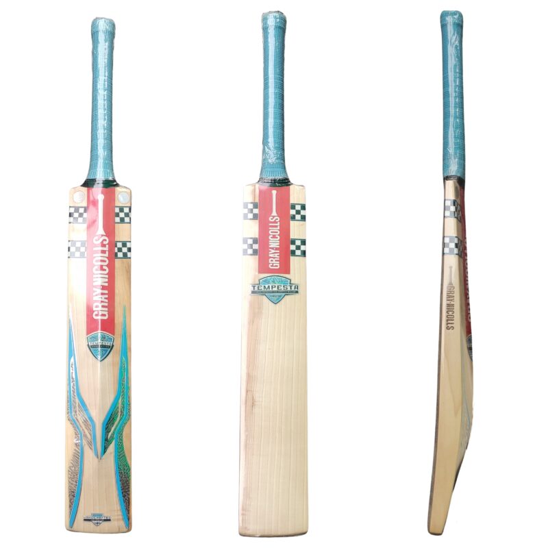 Front and back view of the Gray-Nicolls Tempesta Gen 1.1 300 Cricket Bat 2025, displaying its elite design and craftsmanship for Pakistani cricketers.