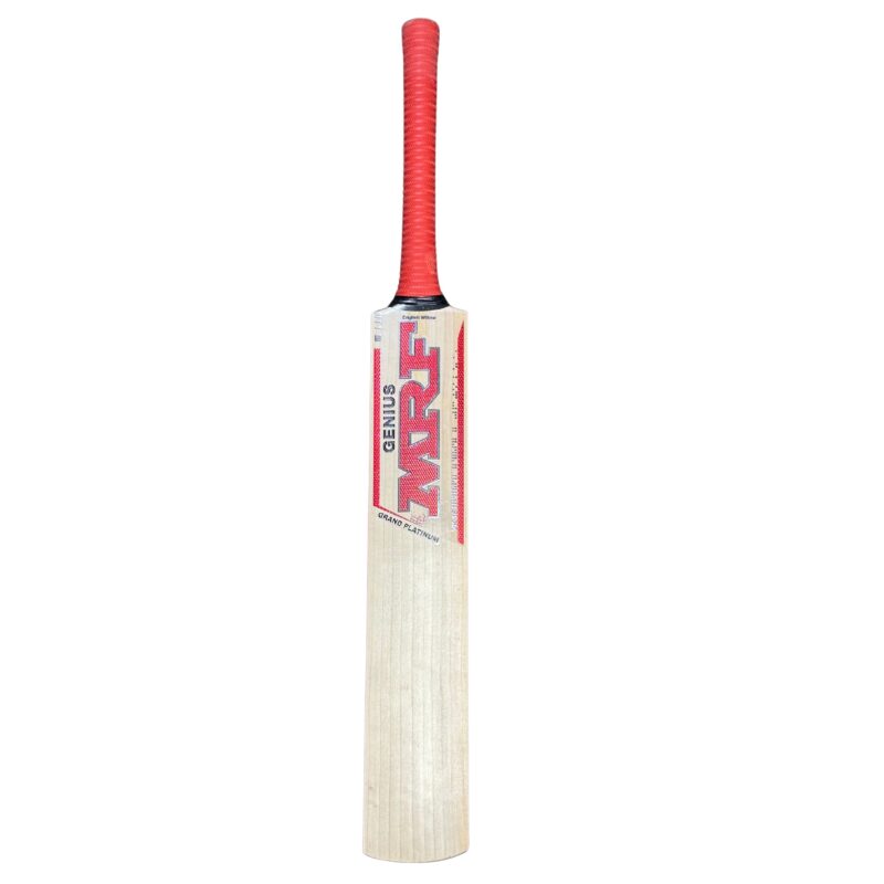 MRF 2025 Genius Grand Platinum Bat front view, ideal for Pakistani cricketers