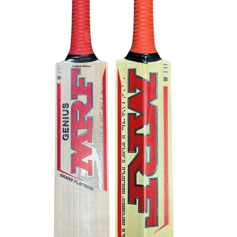 MRF Genius Grand Platinum Cricket Bat 2025 top view showcasing the bat's surface and edges