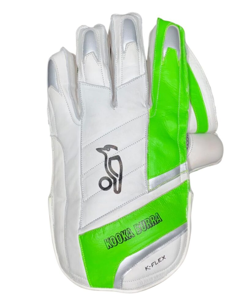 Kookaburra K-Flex Wicket Keeping Gloves – White/Green Professional Cricket Gloves