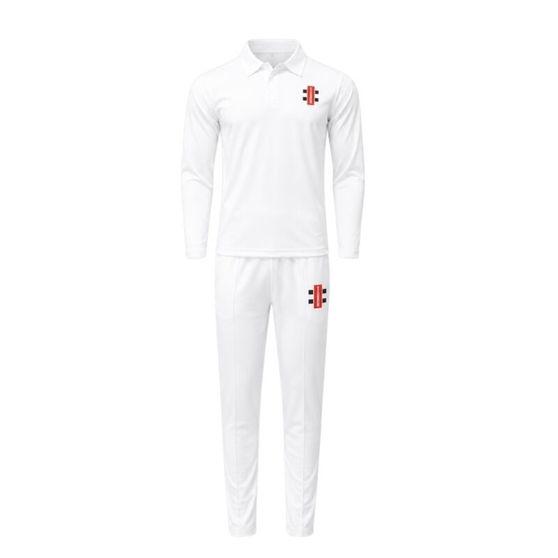 Gray-Nicolls White Cricket Kit – Long Sleeve Shirt & Trousers Set