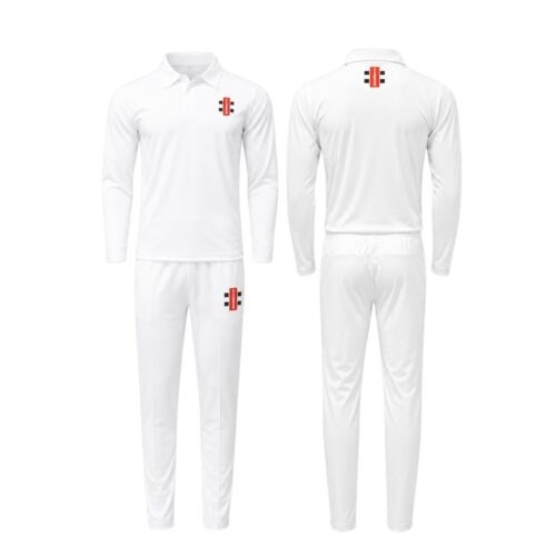Gray-Nicolls White Cricket Kit – Long Sleeve Shirt & Trousers Set