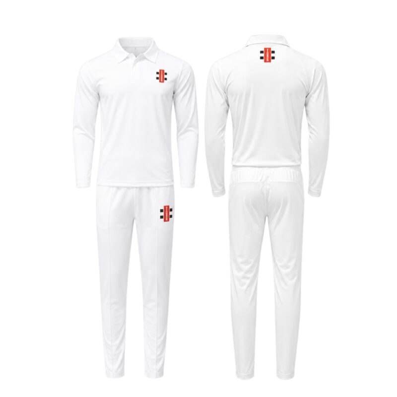 Gray-Nicolls White Cricket Kit – Long Sleeve Shirt & Trousers Set