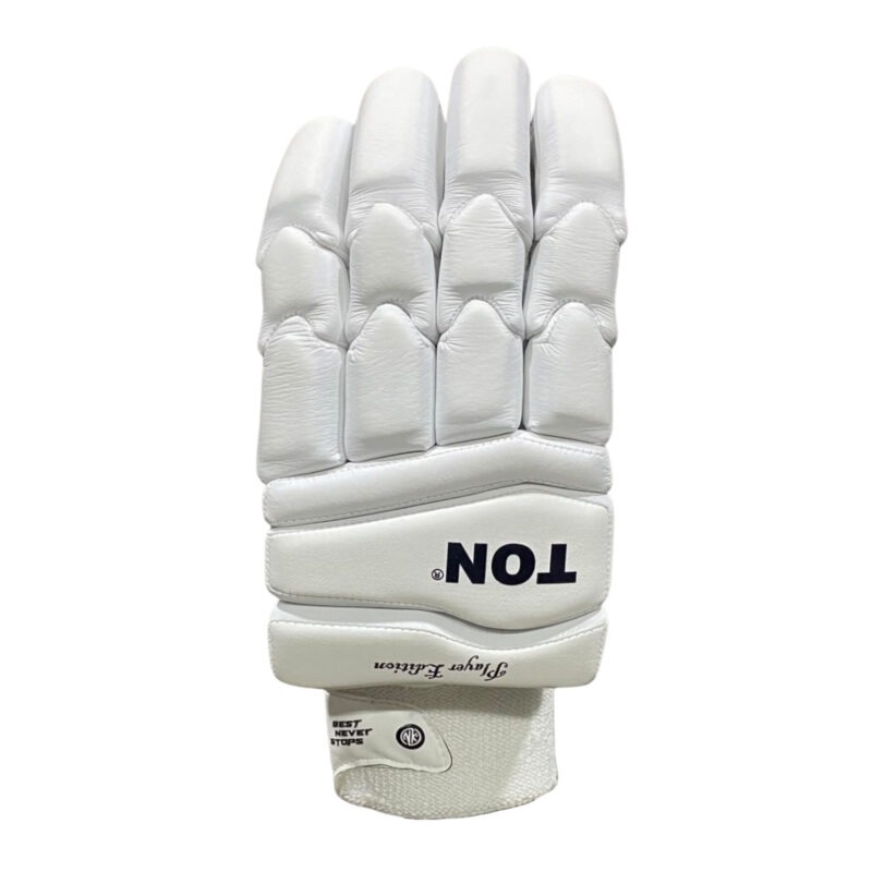 13 TON Player Edition Cricket Batting Gloves – Premium White Protective Batting Gloves