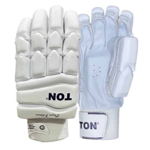 TON Player Edition Cricket Batting Gloves – Premium White Protective Batting Gloves