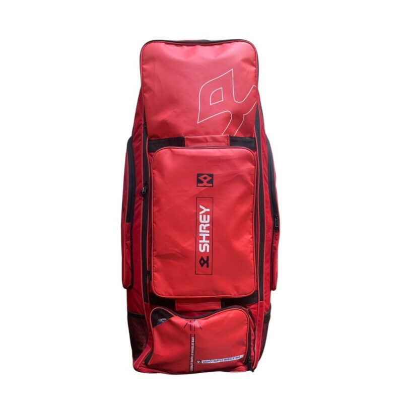 27 Shrey Red New Wheelie Duffle Bag – Premium Cricket Kit Bag with Wheels