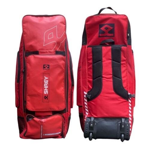 Shrey Red New Wheelie Duffle Bag – Premium Cricket Kit Bag with Wheels
