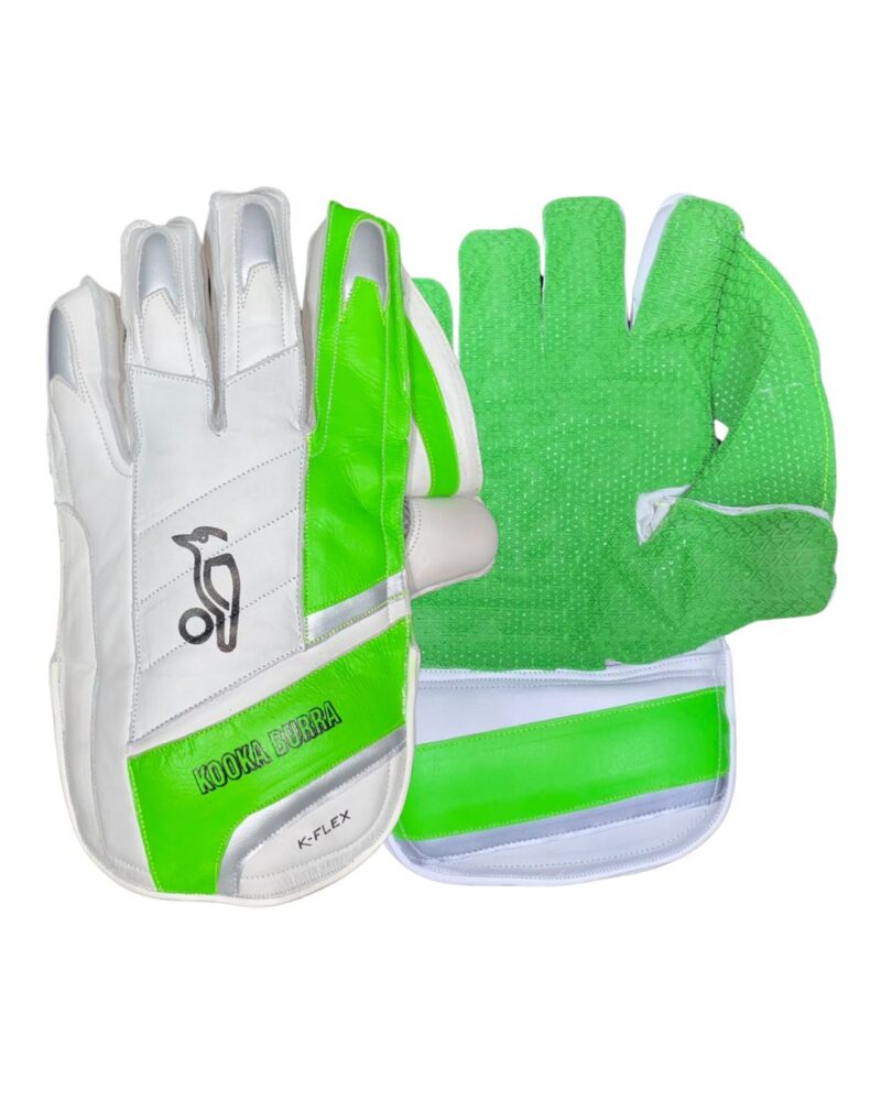 Kookaburra K-Flex Wicket Keeping Gloves – White/Green Professional Cricket Gloves