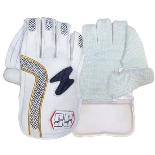 SS Golden Strip Wicket Keeping Gloves – White & Gold Cricket Keeping Gloves